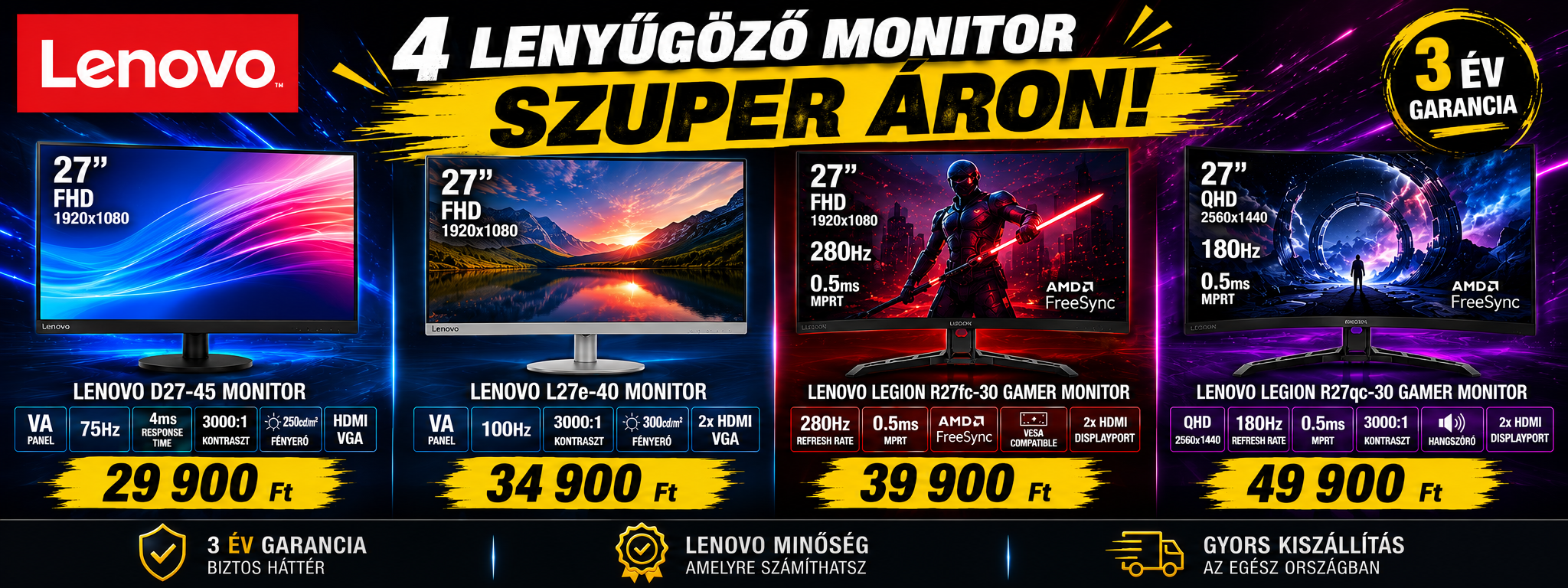 Lenovo monitorok akcióban!