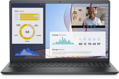 Dell Vostro 15 Notebook (3530) - 15.6" FullHD, Intel Core i3-1305U, 8GB RAM, 256GB SSD, Magyar billentyűzet, Operációs rendszer nélkül, 3 év garancia, Fekete színben