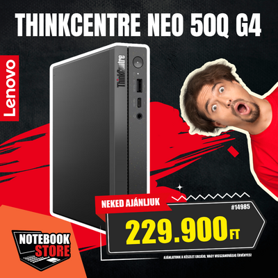 Lenovo ThinkCentre neo 50q G4 Tiny (12LN0024HX) - Intel Core i5-13420H, 16GB RAM, 512GB SSD, WiFi + Bluetooth, Operációs rendszer nélkül - Tiny Házas számítógép