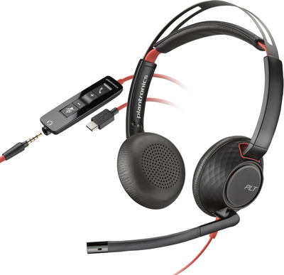 HP Poly Blackwire 5220 Stereo USB-C Headset + 3.5mm Plug + USB-C/A Adapter (8X231AA)