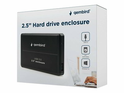 Gembird USB 3.0 külső ház 2.5 SATA HDD-re/SSD (EE2-U3S-2) - Alumínium, Fekete színben