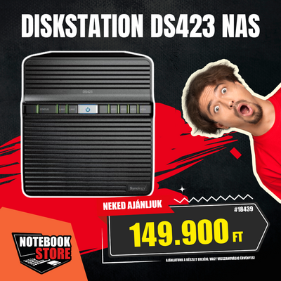 Synology DiskStation DS423 NAS hálózati adattároló (DS423) - Realtek RTD1619B, 2GB RAM, Háttértár nélkül (Max 4x)