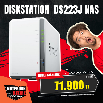 Synology DiskStation DS223j NAS hálózati adattároló (DS223J) - Realtek RTD1619B, 1GB RAM, Háttértár nélkül (Max 2x)