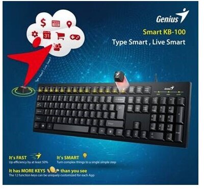 Genius KB-100 Smart USB Billentyűzet, Magyar kiosztással (31300005404) - Fekete színben