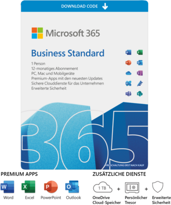 Microsoft 365 Business Standard 1 Felhasználó 5 Eszköz 1 év Elektronikus licenc szoftver (KLQ-00211)