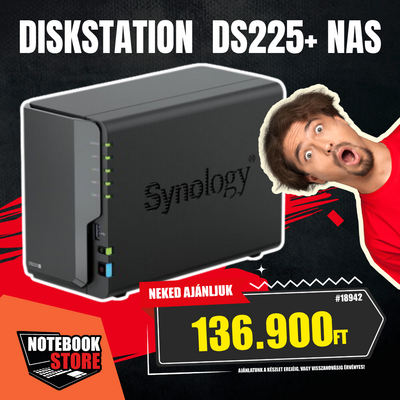 Synology DiskStation DS225+ NAS hálózati adattároló (DS225+) - Intel Celeron J4125, 2GB RAM, Háttértár nélkül (Max 2x)