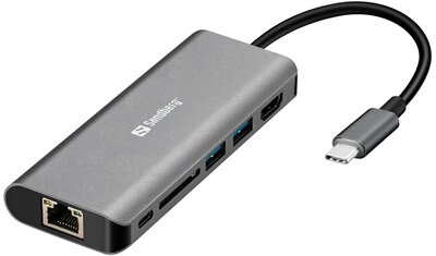 Sandberg USB-C Dock Dokkoló (136-18) - DMI+LAN+SD+USB100W