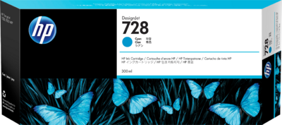 HP 728 Cyan (Ciánkék) eredeti DesignJet tintapatron (F9K17A) - 300 ml