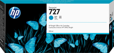 HP 727 Cyan (Ciánkék) eredeti DesignJet tintapatron (F9J76A) - 300 ml