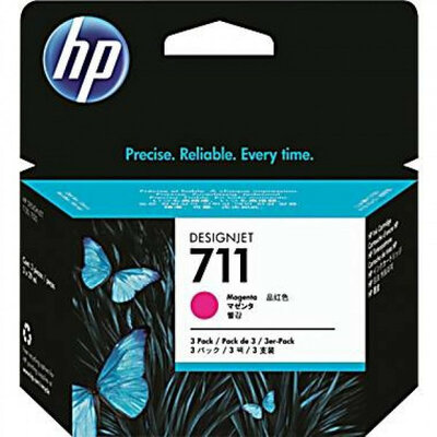 HP 711 Magenta (Bíbor) eredeti DesignJet toner 3 darabos csomag (CZ135A) - 3x29 ml