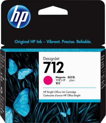 HP 712 Magenta (Bíbor) eredeti DesignJet tintapatron (3ED68A) - 29 ml