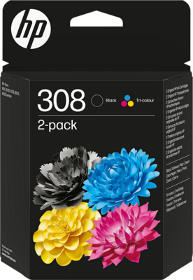 HP 308 Black/CMY (fekete/háromszínű) tintapatron csomag, 2 darabos kombinált kiszerelés (6L6S6UE)