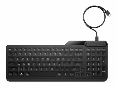 HP 405 Multi-Device Backlit Wired többeszközös, háttérvilágításos Vezetékes magyar billentyűzet (7N7C1AA) - Fekete színben