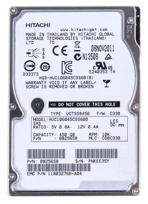 Felújított Használt Hitachi Ultrastar C10K600 HGST 450GB 10k SAS 6Gbps SFF 2.5" Hard Drive (HUC106045CSS600-REF)
