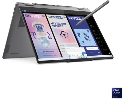 Lenovo Yoga 7 2in1 Notebook (83JQ002VHV) - 14.0" WUXGA OLED Multi-touch+Pen, Intel Core Ultra 5-226V, 16GB RAM, 1TB SSD, Magyar billentyűzet, Operációs rendszer nélkül, 3 év garancia, Szürke színben