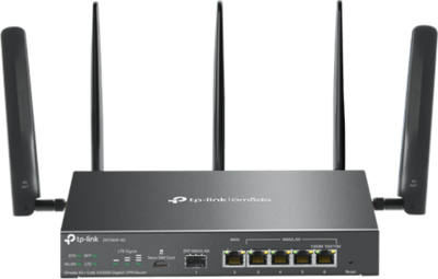 TP-LINK Vezetékes Omada AX3000 VPN Router 1xWAN(1000Mbps) + 4xLAN(1000Mbps) + 1xSFP + 1xSIM, ER706W-4G