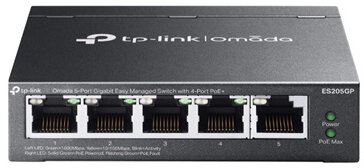TP-LINK Switch 5x1000Mbps (1xPOE + 4xPOE+) Fémházas Easy Smart (ES205GP)