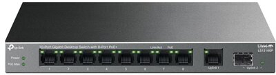 TP-LINK Switch 10x1000Mbps (8xPOE+) Fémházas Asztali (LS1210GP)