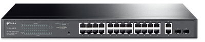 TP-LINK Switch 26x1000Mbps (24xPOE+) + 2xGigabit SFP, menedzselhető (TL-SG1428PE)