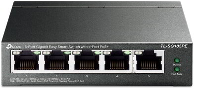 TP-LINK Switch 5x1000Mbps (4xPOE+) asztali (TL-SG105PE)