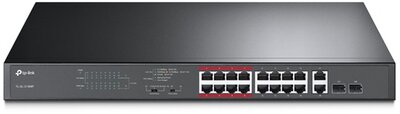 TP-LINK Switch 16x100Mbps (16xPOE+) + 2x1000Mbps + 2xGigabit kombó SFP (TL-SL1218MP)