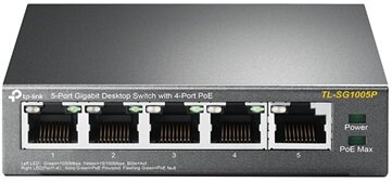 TP-LINK Switch 5x1000Mbps (4xPOE) asztali (TL-SG1005P)