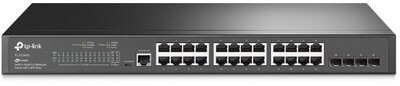 TP-LINK Switch 24x1000Mbps + 4xGigabit SFP + 2xkonzol port, menedzselhető (SG3428)