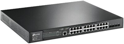 TP-LINK Switch 24x1000Mbps (24xPOE+) + 4x1Gigabit SFP + 1xkonzol port, menedzselhető (SG3428MP)
