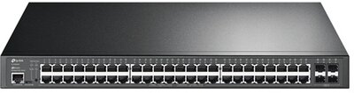 TP-LINK Switch 48x1000Mbps (48xPOE+) + 4xGigabit SFP + 2xkonzol port, menedzselhető rackes (SG3452P)