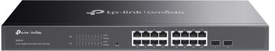 TP-LINK Switch 16x1000Mbps (8xPOE+), fémházas asztali/rackes menedzselhető (SG2016P)