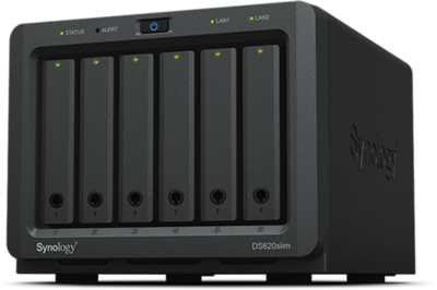 Synology DiskStation DS620slim NAS hálózati adattároló (DS620SLIM) - Intel Celeron J3355, 2GB RAM, Háttértár nélkül (Max 6x)