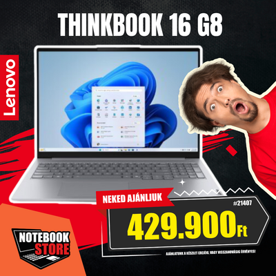 Lenovo ThinkBook 16 G8 Notebook (21SH00GXHV) - 16.0" WUXGA, Intel Core 7-240H, 32GB RAM, 1TB SSD, Magyar billentyűzet, Operációs rendszer nélkül, 3 év garancia, Szürke színben