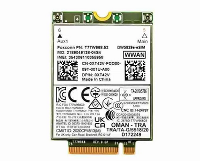Dell WWAN modul 0XT42V eSIM (DW5829E)