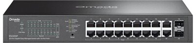 TP-LINK Switch 20x1000Mbps(16xPOE+) + 2xSFP Fémházas Easy Smart (ES220GP)