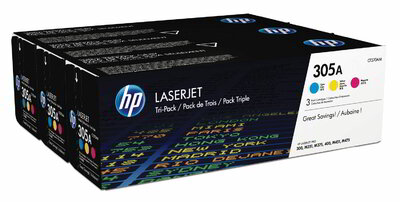 HP 305A 3 Pack C/M/Y (Ciánkék/Bíbor/Sárga) nagykapacitású 3 LaserJet toner egy csomagban (CF370AM)