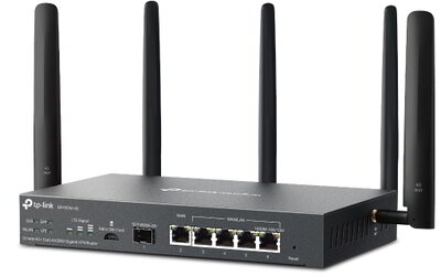 TP-LINK Vezetékes AX3000 VPN Router 1xWAN(1000Mbps) + 4x1000Mbps(POE+) + 1xSFP + 2xSIM (ER706WP-4G)