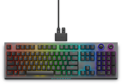 Dell Alienware AW920K Tri-Mode Wireless Gaming Keyboard vezeték nélküli gamer billentyűzet (545-BBFL) - amerikai kiosztás - Dark Side of the Moon fekete színben