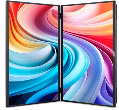 Acer Dual-Screen Portable hordozható Monitor (PD243YEbmiuux) - 23,8" FullHD (1920x1080), IPS, Adaptive Sync, 16:9, 100Hz, 4ms, 250nits, HDMI, USB-C, 2 év garancia, Fekete színben