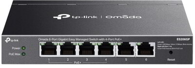 TP-LINK Switch 6x1000Mbps (4xPOE+) Fémházas Easy Smart (Omada) (ES206GP)