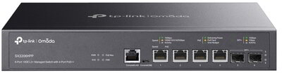 TP-LINK Switch 4x10Gbps(4x10G POE++) + 2x10G SFP+, Menedzselhető Rackes (SX3206HPP)