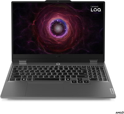 Lenovo LOQ 15AHP9 Gamer Notebook (83DX00GHHV) - 15.6" FullHD (1920x1080), AMD Ryzen 7-7445HS, 16GB RAM, 512GB SSD, nVidia GeForce RTX 4050 6GB, Magyar billentyűzet, Operációs rendszer nélkül, 3 év garancia, Szürke színben