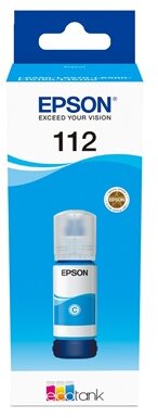 Epson 112 EcoTank Pigment Cyan (Ciánkék) eredeti nagytöltetű tintatartály - 70 ml (C13T06C24A)