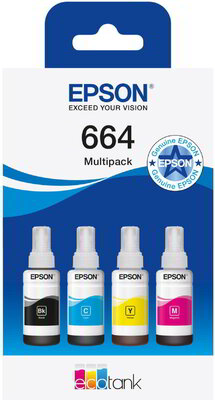 Epson 664 EcoTank 4-colour Multipack (4 szín) eredeti nagytöltetű tintatartály - 280 ml (C13T66464A)