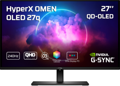 HP HyperX Omen OLED 27q Gamer Monitor (CH0R2E9) - 27.0" QHD (2560x1440), OLED, 165Hz, 16:9, 1500000:1, 200cd, 0.03ms, HDMI, DisplayPort, 3 év garancia