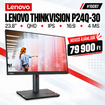Lenovo ThinkVision P24Q-30 Monitor (63B4GAT6EU) - 23.8" QHD (2560x1440), IPS, 16:9, 1000:1, 300cd/m2, 4ms, HDMI, DisplayPort, 3 év garancia, Fekete színben