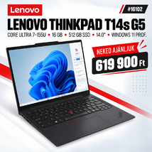 Lenovo ThinkPad T14s G5 Notebook (21LS002BHV) - 14.0" WUXGA, Intel Core Ultra 7-155U, 16GB RAM, 512GB SSD, Magyar billentyűzet, Windows 11 Professional, 3 év garancia, Fekete színben