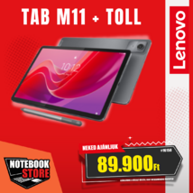 Lenovo Tab M11 Tablet (ZADA0325GR) - 11" WUXGA + Tab Pen, MediaTek Helio G88, 8GB/128GB, WiFi, Android Tablet - Szürke (TB330FU) Magyar szoftver! Tokkal és Érintőceruzával
