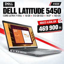 Dell Latitude 5450 Notebook (N012L545014EMEA_VP_UBU) - 14.0" FullHD, Intel Ultra 7-155U, 16GB RAM, 512GB SSD, Magyar billentyűzet, Operációs rendszer nélkül, 3 év garancia, Szürke színben