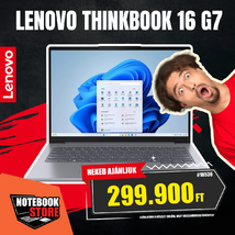 Lenovo ThinkBook 16 G7 Notebook (21MW0014HV) - 16.0" WUXGA, AMD Ryzen 5-7535HS, 16GB RAM, 512GB SSD, Magyar billentyűzet, Windows 11 Professional, 3 év garancia, Szürke színben