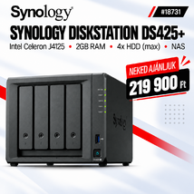 Synology DiskStation DS425+ NAS hálózati adattároló (DS425+) - Intel Celeron J4125, 2GB RAM, Háttértár nélkül (Max 4x)